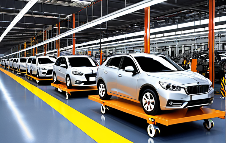 **"Just-in-Time" Inventory: A car assembly line with parts arriving precisely as needed, minimizing storage space. Focus on efficiency and cost savings.**