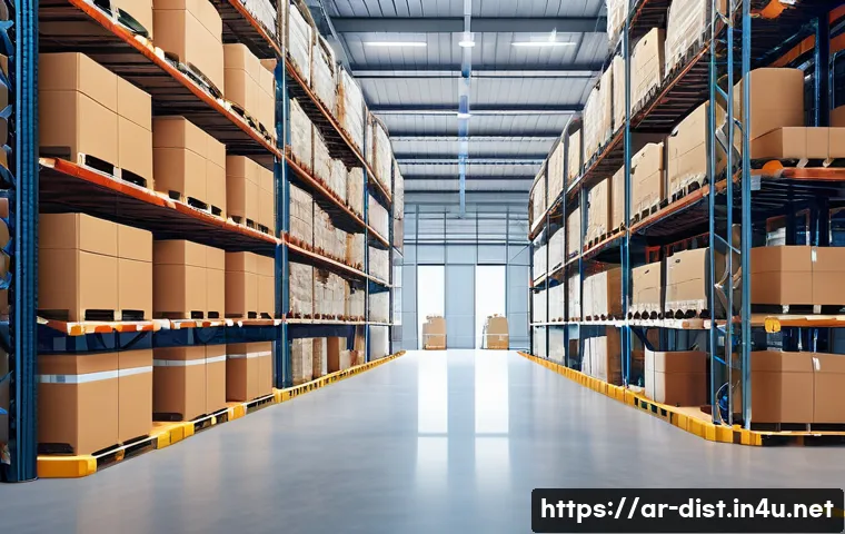 유통관리사와 IT 기술의 접목 - A modern logistics warehouse interior in the Middle East with advanced robotic automation systems ac...